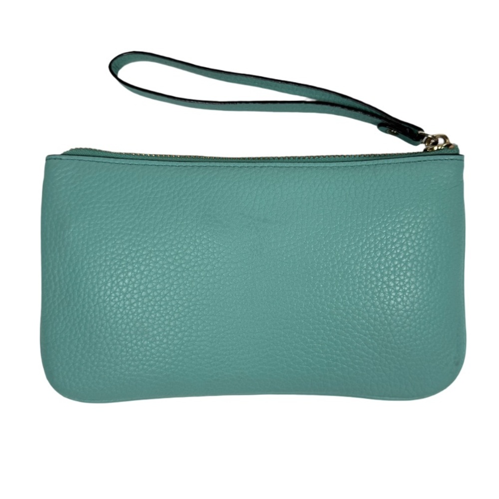 KATE SPADE | Wristlet Top Zip Teal Pebbled Leather Classic Preppy Vacation - Picture 2 of 16